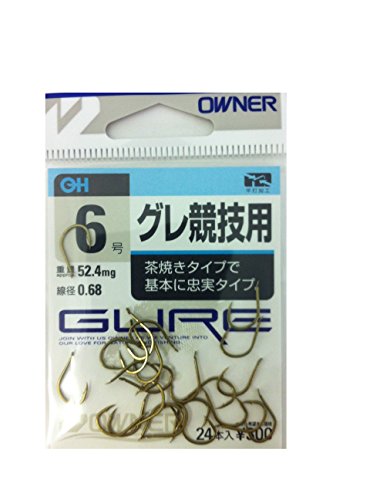 6号茶/6号/10194 ・パッケージ個数:1 ・オーナーOHグレ競技用(グレ針)●茶焼きタイプで基本に忠実なタイプオーナーグレ針内容量・パッケージ等の仕様は、予告なく変更になります。悪しからずご了承