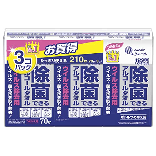 ボトル つめかえ用-/70シート (x 3)/- ・Pattern Name:3パック ・パッケージ個数:1 ・【アルコール配合】一般的な細菌・ウイルスの除菌に有効な成分を配合。 ・商品サイズ:幅24