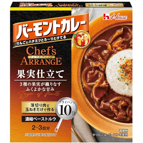 -/-/4903310158750 ・Flavor Name:バーモント・果実仕立て ・でんぷん(国内製造)、デキストリン、砂糖、牛脂豚脂混合油、植物油脂、カレーパウダー、チャツネ、食塩、はちみつ、り