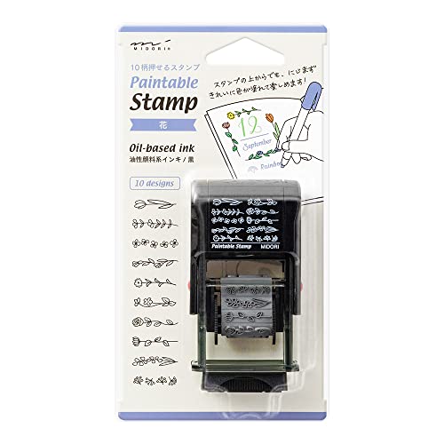 ミドリ スタンプ 回転印1花柄/H76×W44×D26mm/35443006 ・パッケージ個数:1 ・細かい柄をにじまずきれいに押せる10柄入りの回転印スタンプ ・押した柄の上から水性マーカーで色が塗