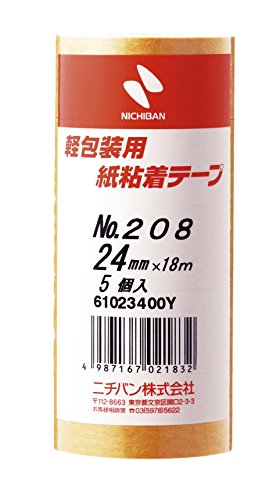 5巻入オレンジ/24mm(5巻入)/208H-24 ・Size:24mm(5巻入) ・パッケージ個数:1 ・サイズ幅24mm×18m巻 入数5巻入 ・基材/粘着剤和紙/ゴム系 ・厚さ0.096mm ・