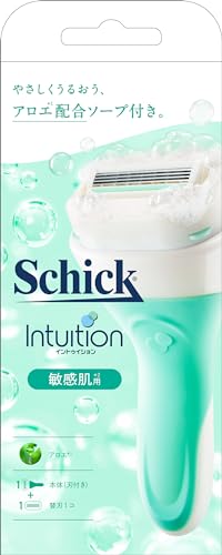 本体刃付き+替刃1コグリーン/刃付き+替刃1コ/ITM-050 SS ・Pattern Name:2)敏感肌用 本体(刃付き)+替刃1コ ・パッケージ個数:1 ・うるおいソープつきで、お手入れらくちん