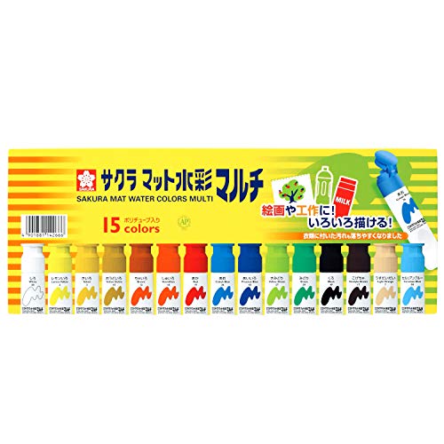 マルチ/-/MWM15PE ・パッケージ個数:1 ・15色レモン・黄・薄橙・茶・黄土・こげ茶・朱色・赤・セルリアンブルー・黄緑・緑・青・藍・黒・白 ・特長1マット水彩の優れた描画特性にペットボトルや牛