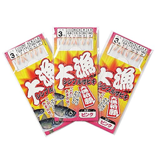 シンプルピンク/-/TF15 ・パッケージ個数:1 ・使用針:小アジ(金) ・サイズ:(針)3号、(ハリス)0.8号、(幹糸)1.5号 ・釣り方、フィールド:堤防サビキ釣り ・代表対象魚:アジ(鰺)、