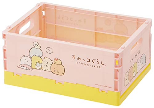 折りたたみ式の長方形のプラスチック製で、すみっコぐらしのキャラクターデザインが施されたカートゥーンスタイル折りたたみ 収納 コンテナボックス S すみっコぐらし/Small/CTO1-A ・Size: